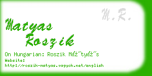 matyas roszik business card